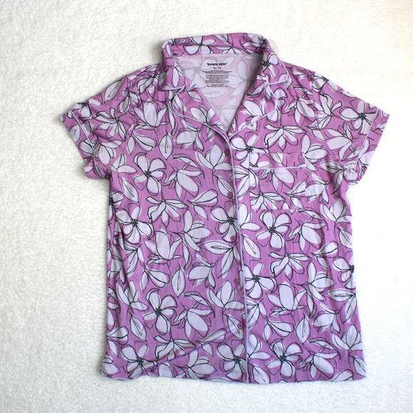 Tommy John Pajama Set Womens XL Purple Floral Button Top Pants Soft Lounge - Picture 3 of 9